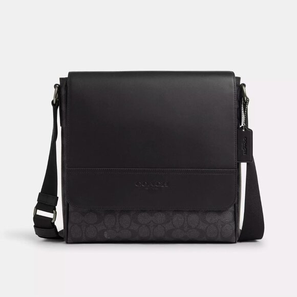 Coach Handbags - New Coach CZ399 Houston Map Bag in Signature Canvas Charcoal / Black